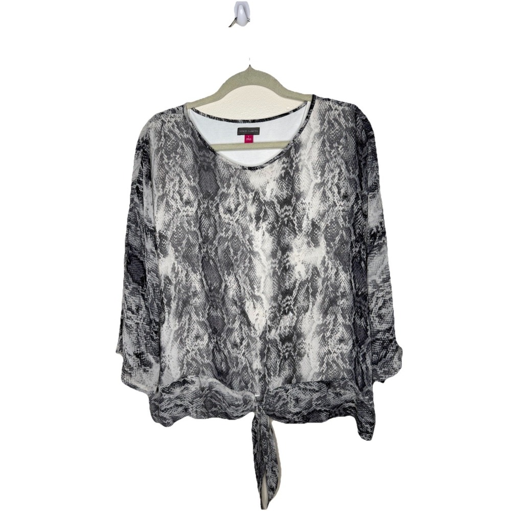 Vince Camuto Women's Snake Print Tie Hem Shirt Blouse Top Size Large